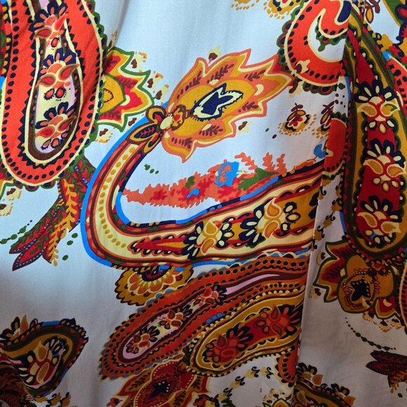 Vince Camuto Womens Orange Paisley Maxi Skirt Ivory sz XL NWOT Elastic Waist - Picture 7 of 9